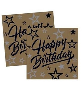 Happy Birthday Altın Kağıt Peçete 33x33cm pk:20-