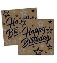 Happy Birthday Altın Kağıt Peçete 33x33cm pk:20-