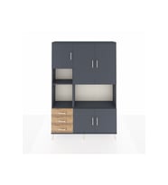 Arges Dolap 9 Raflı 3 Çekmeceli 5 Kapaklı 132x30x195 Antrasit-Antrasit/Çam