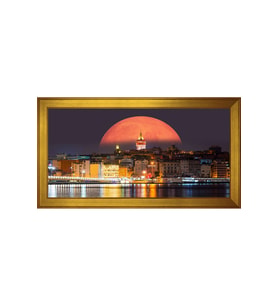 Şafak Sökerken Galata Kulesi Motifli Kanvas Tablo 50 x 70 cm Gold Çerçeve