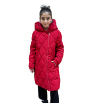 Kız Çocuk Kapüşonlu Kaban 51329 (Kırmızı)