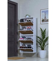 Eliusta Berrak Ceviz 8 Bölmeli Ayakkabılık 72 cm Genişlikte Duvara Monte 72x156x26 cm Ayakkabılık
