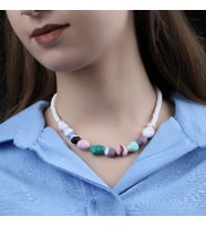 Eskitme Cam Taş Görünümlü Özel Tasarım Kolye