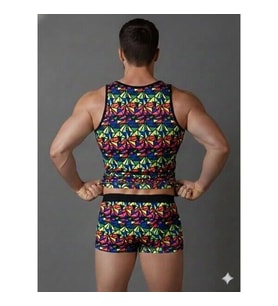 Erkek Renkli Tank Top Boxer Takımı