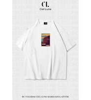 Unisex Kadın Erkek Rome İtaly  Baskılı Özel Tasarım Oversize T-shirt (Beyaz)