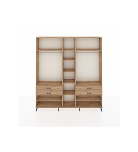 Arges Gardrop 11 Raflı 4 Çekmeceli 2 Askılı 220x30x243 Çam-Çam