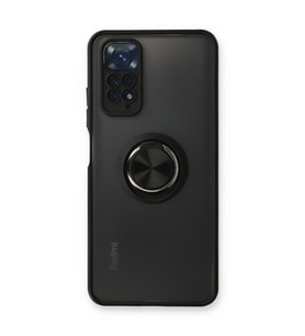 Xiaomi Redmi Note 11 Kılıf Montreal Yüzüklü Silikon Kapak - Siyah