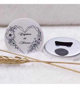 30 Adet Açacak Magnet Nikah Şekeri Kalp Çiçek Uv Baskılı-