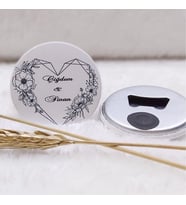 30 Adet Açacak Magnet Nikah Şekeri Kalp Çiçek Uv Baskılı-