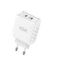 Rova SB115 35W Çift Type-C USB-C Hızlı Şarj Adaptörü – PD Destekli, Güvenlik Sertifikalı, Beyaz
