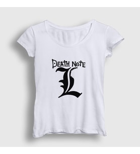 Presmono Kadın Beyaz Logo L V3 Anime Death Note T-Shirt 129968tt (Beyaz)
