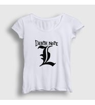 Presmono Kadın Beyaz Logo L V3 Anime Death Note T-Shirt 129968tt (Beyaz)