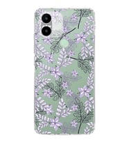 Redmi A1 Plus  Kamera korumalı Kapak Floral Lila Tasarımlı  Şeffaf Kılıf