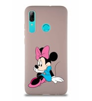 Huawei P Smart 2019 Soft Premier Kapak Minnie Mouse-E Tasarımlı Silikon Kılıf - Pudra (Şeffaf)