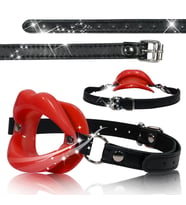 Deri Kemerli Kırmızı Yumuşak Silikon Dudak Esnek Esaret Ağız Tıkacı Red Open Mouth Lip Gag