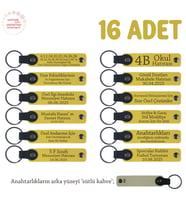 Sarı & S Kahve, Kına Gecesi Misafirlerine Hediye 16’lı Set, Üzerine İsim Yazılabilir Deri Anahtarlık