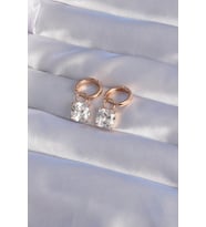 XUPİNG Rose Gold Renk Zirkon Taşlı Halka Küpe