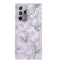 Samsung Galaxy Note 20 Ultra Kamera Korumalı Kapak Floral Lila Tasarımlı  Şeffaf Kılıf
