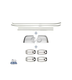Opel Combo 3'lü Krom Set Cam Çıtası+Kapı Kolu+ Ayna Kapağı 2012-2018 Paslanmaz Çelik (Gümüş)