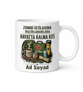 Zombi İstilasına Hazırlananlara Hayatta Kalma Kiti Esprili Kupa Bardak Hediye