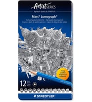 Staedtler 100 G12 Mars Lumograph Kurşun Kalem 12'Li Metal Kutuda 8B, 7B, 6B, 5B, 4B, 3B, 2B, B, Hb,