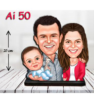 Kişiye Özel Ahşap Biblo - Aile Karikatür Biblo - 3 Kişilik Aile Biblo 13