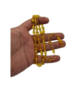 Sarı Gözyaşı Model Toz Kehribar Tesbih