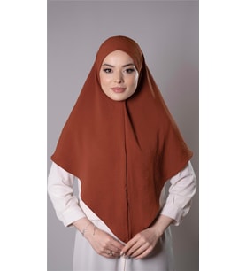 Kiremit Pratik Hazır Geçmeli Tesettür Eşarp Aerobin Kumaş Düz Hijab 2309_05