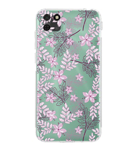 PrintiFy Huawei Y5P Uyumlu Kamera Korumalı Floral Pudra Tasarımlı Şeffaf Silikon Kılıf