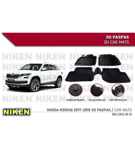 Skoda Kodiaq Havuzlu 3D Paspas Niken Siyah 2017+ Sonrası