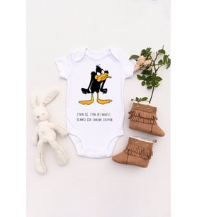 Unisex Bebek Daffy Duck Baskılı Body Zıbın