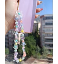 Renkli Boncuklu Telefon Charmı,Telefon Bileklik Aksesuarı ve Hediye Kutulu (01)