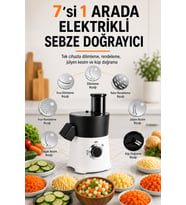Elektrikli Sebze Meyve Doğrayıcı – 8 mm Küp Doğrama, 7 Kesim Aparatı, 65 mm Geniş Besleme Beyaz