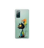 Samsung Galaxy S20 FE ile Uyumlu Splash Kedi Tasarımlı Şeffaf Silikon Kılıf