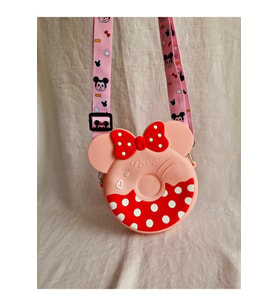 MİCKEY MİNNİE MOUSE FIGÜRLÜ SİLİKON ÇANTA PEMBE RENGİ