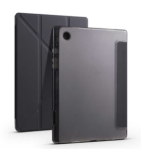 Samsung Galaxy Tab A8 10.5 SM-X200 (2021) Kılıf Tri Folding Kalem Bölmeli Standlı Yumuşak Silikon Kılıf (Siyah)