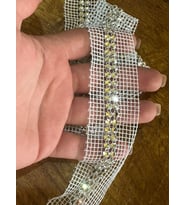 80X4 CM ZİRKON TAŞLI FİLE ŞERİT DİKİŞ GİYİM AKSESUARI (Beyaz)