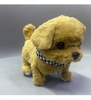 Sesli Havlayan Yürüyen Pilli Sevimli Oyuncak Peluş Köpek Emekleme Oyuncağı Arkadaşı Yürüteç (Açık Kahverengi)