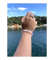 A+ KALİTE > Pembe Kuvars ve Necef Doğal Taş Kadın Bileklik - Handcrafted