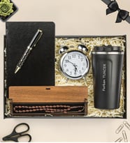 Premium Defter,Kalem,Masa Saati,Kuka Tesbih Ve Termos Hediye Seti