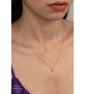 Union Swarovski Zirconia Kadın Mini Tektaş Rose Gümüş Kolye