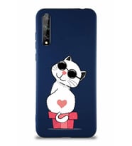 Huawei P Smart S Soft Premier Kapak Coolcat Tasarımlı Silikon Kılıf - Lacivert (Şeffaf)