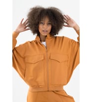 Maraton Oversize Kadın Dik Yaka Karamel Tracktop