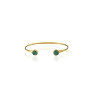 Kadir Jewellery 22 Ayar Altın Kaplama El İşçiliği Zirkon Taşlı Kadın Charm Bileklik (K.Yeşil)