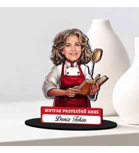 Anneler Günü Hediyesi Mutfak Profesörü Anne Karikatürlü Biblo