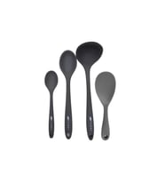 4'lü set silikon1 kepçe 1 kaşık (27.5cm) 1 kaşık (20 cm) 1 pilav kaşığı GRİ