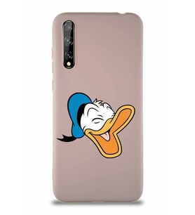 Huawei P Smart S Soft Premier Kapak Donald Duck-E Tasarımlı Silikon Kılıf - Pudra (Şeffaf)