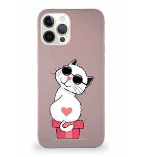 Apple iPhone 12 Pro Max Soft Premier Kapak Coolcat Tasarımlı Silikon Kılıf - Pudra (Şeffaf)