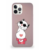 Apple iPhone 12 Pro Max Soft Premier Kapak Coolcat Tasarımlı Silikon Kılıf - Pudra (Şeffaf)