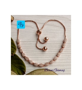 Zirkon Taşlı Rose Oval Asansör Bileklik
